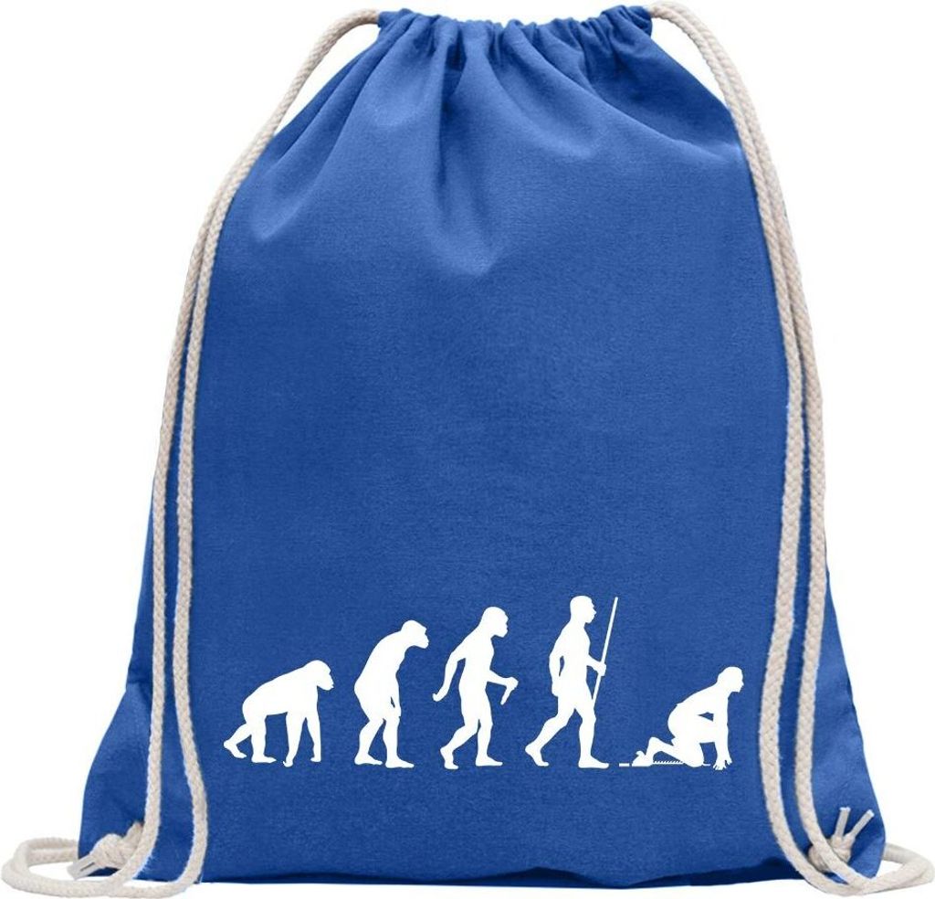 Kiwistar - Turnbeutel - royal - Sprint Laufen Evolution - Fun Rucksack Sport Beutel Gymsack Baumwolle mit Ziehgurt
