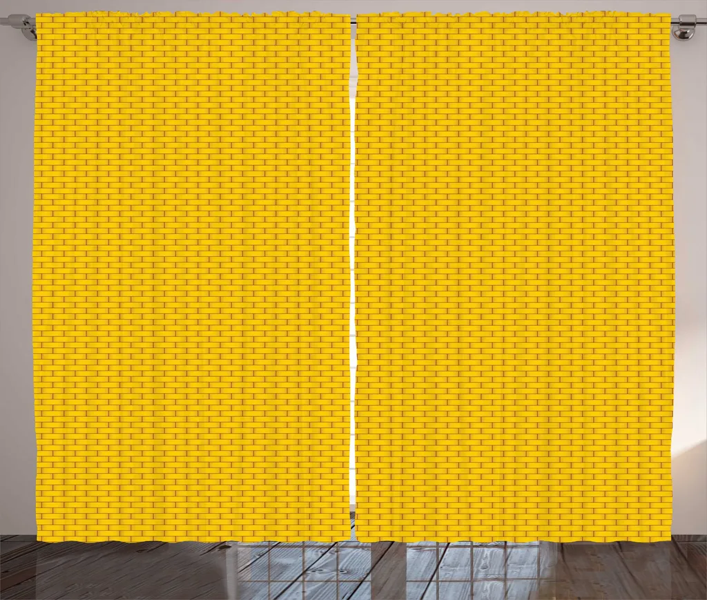 Paire de Rideaux Universels Salon Motif Brique Terre Jaune 280cm