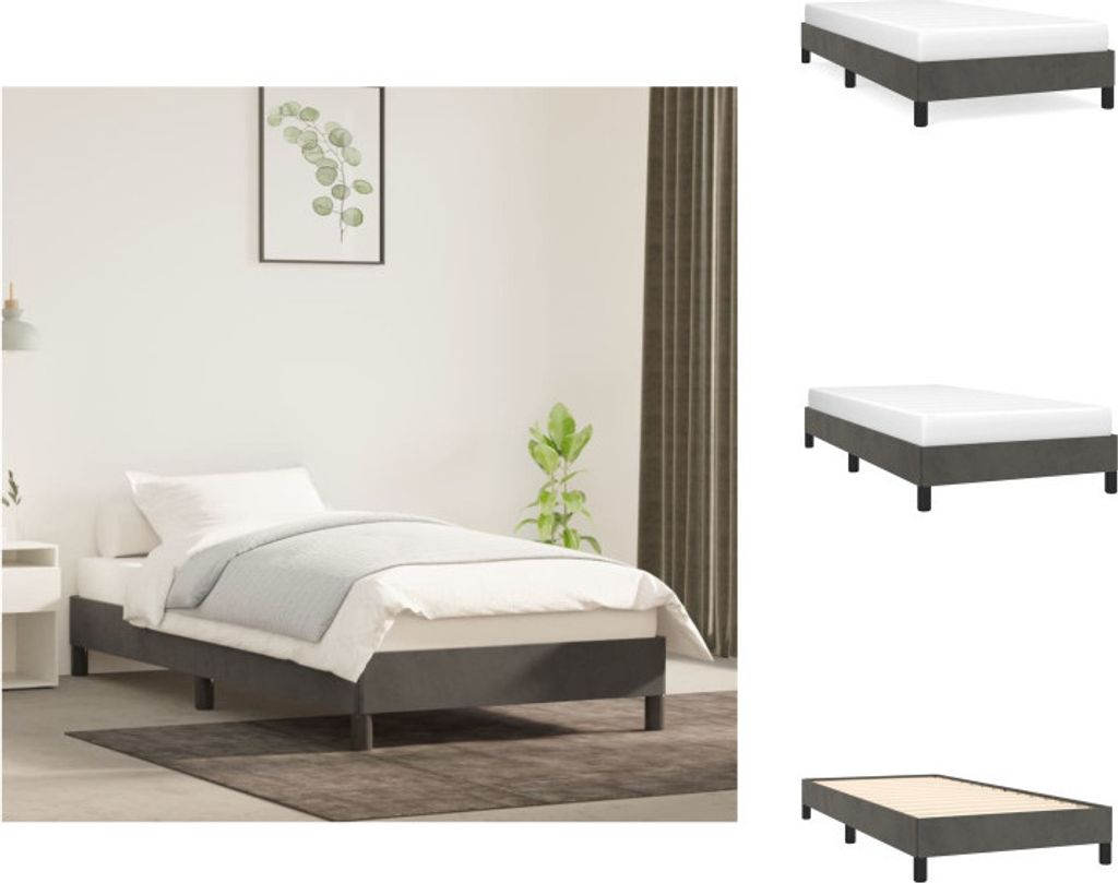 vidaXL Bettgestell Dunkelgrau 80x200 cm Samt - Betten & Bettgestelle