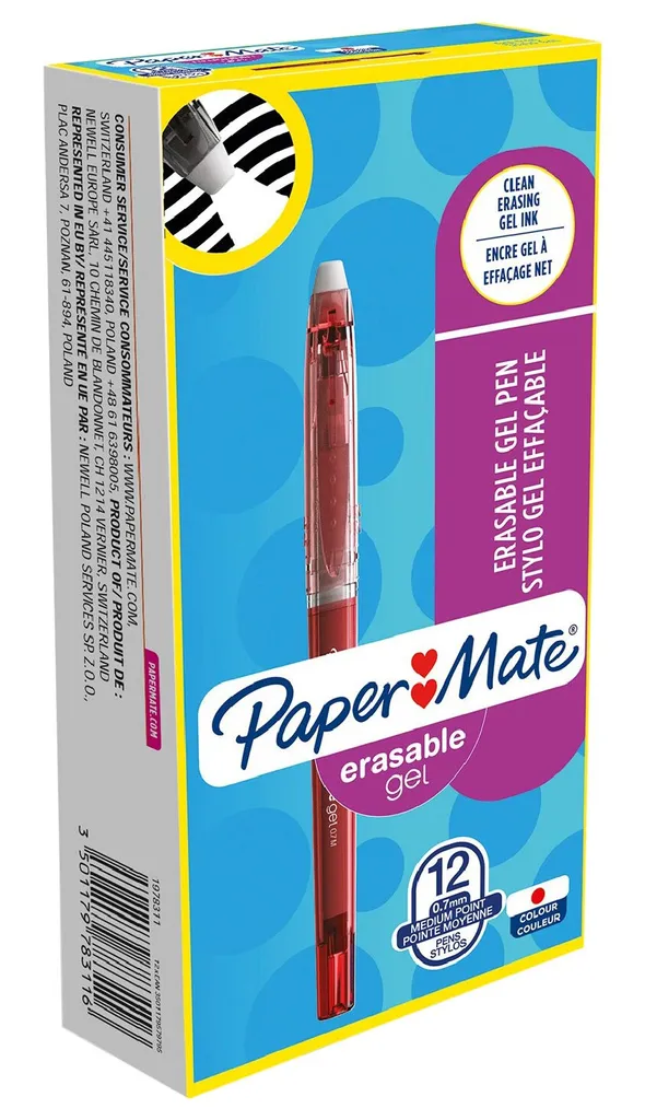 Stylo Correction Rouge Effaçable Paper Mate Replay pour Devoirs et Projets
