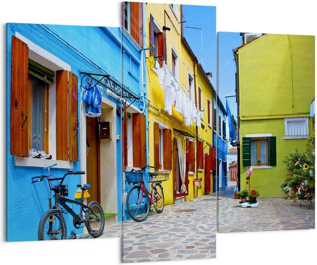 Bild auf Leinwand - Leinwandbild - Sonne Tag Fahrrad Straße - 130x100cm - Wand Bild - Wanddeko - Leinwanddruck - Bilder - Kunstdruck - Wanddekorat...