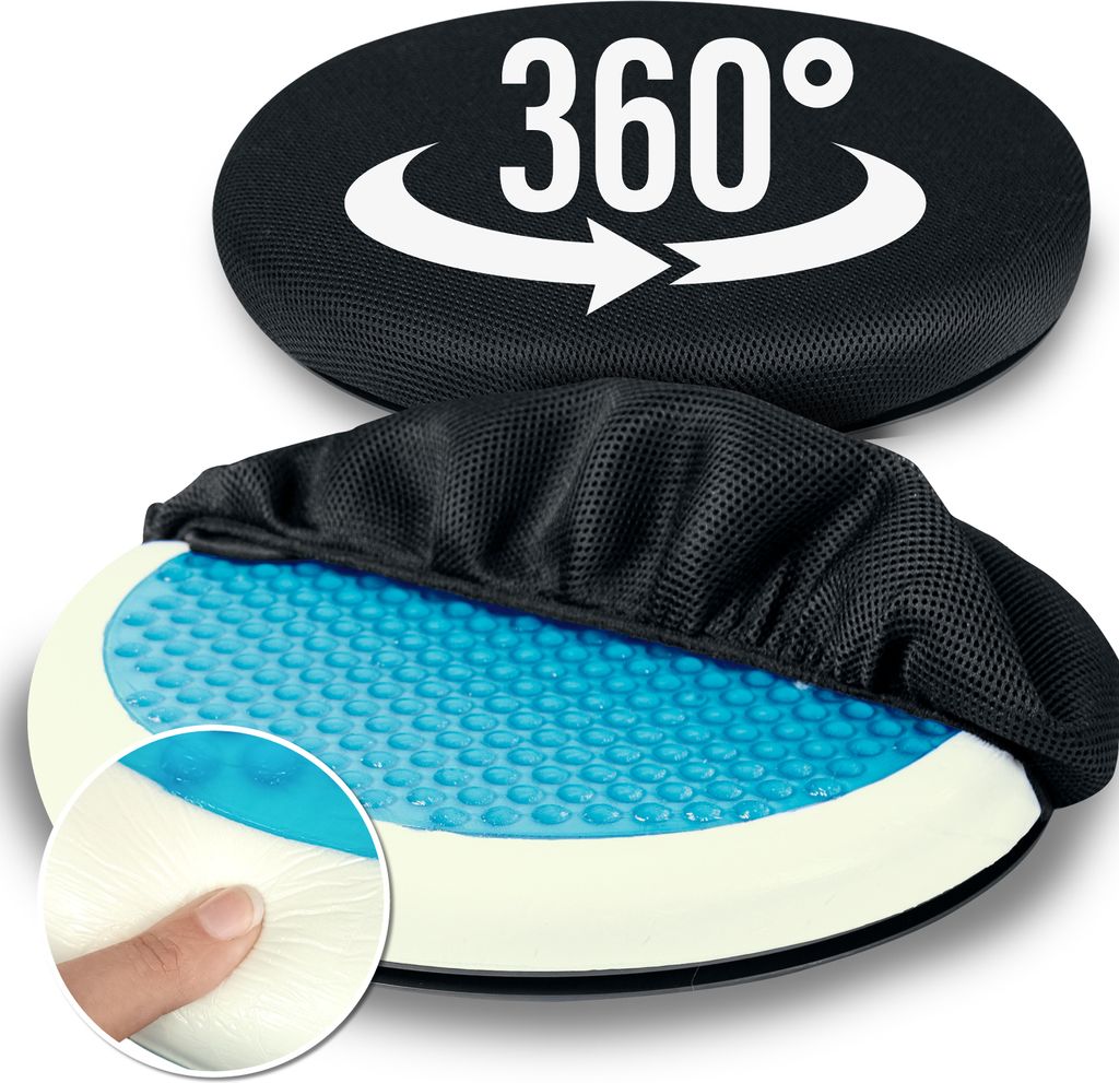 ELONEO Drehkissen mit Gel für Autositz, Drehsitz für Senioren, Einstiegshilfe/Ausstiegshilfe, rutschfest, Belastbar bis 150 Kg, Für Auto, Sofa, ...