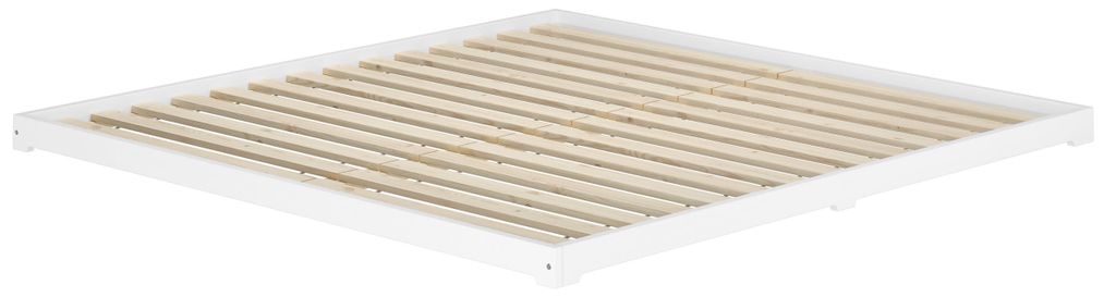 Weißes Niederflurbett 200x200 extra flach Holzbett Kiefer Produktbild 