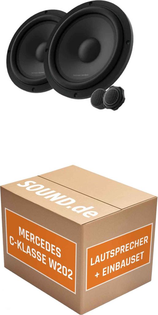 Lautsprecher Boxen Einbaupaket vorne Harman Kardon FLOW 601CFS passend für Mercedes C-Klasse W 202 + Limousine | 2x Tief-Mitteltöner 360W MAX