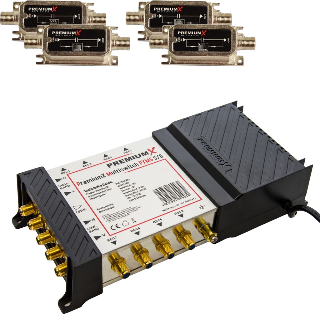 PremiumX Multischalter 5/8 Switch Netzteil inkl. 4x 22 KHz Tone Generatoren