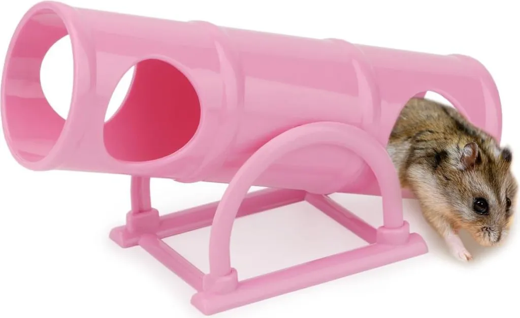 Tunnel hamster rose lavable et durable - Accessoire cage rongeur 15cm