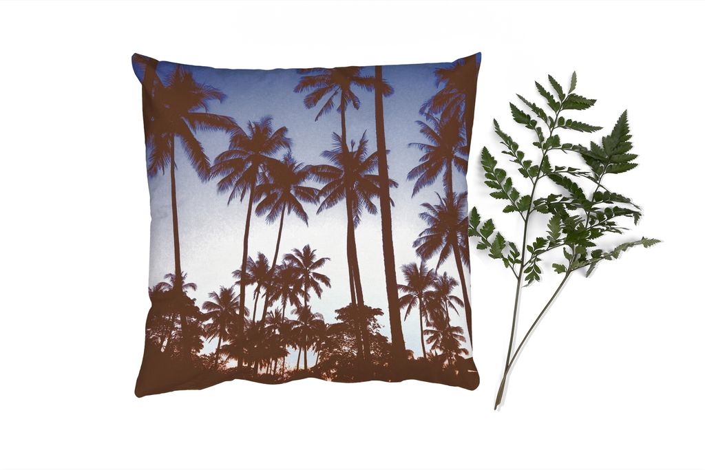 MuchoWow Zierkissen Sofakissen Wohnzimmer Dekokissen 45x45 cm Palme - Tropisch - Sommer - Himmel - Schlafpolster - Polster für das Sofa
