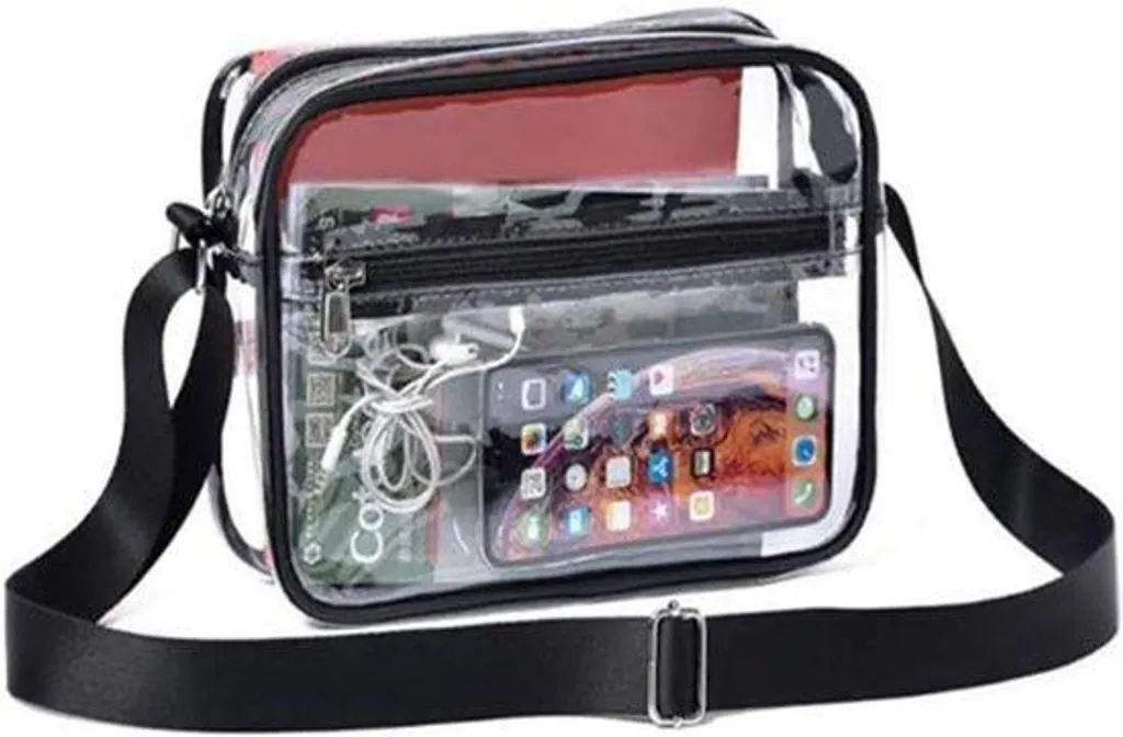 Sac à bandoulière en PVC noir pour voyages et sorties - Format Compact