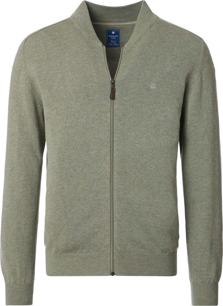REDMOND Casual Herren Strickjacke Zipper Comfort Salbeigrün 5XL
