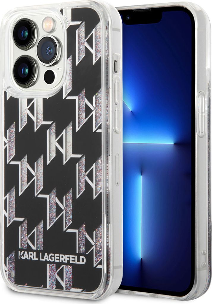 Karl Lagerfeld KLHCP14LLMNMK iPhone 14 Pro 6.1 Hardcase schwarz / schwarz Liquid Glitter Monogram Handyhülle