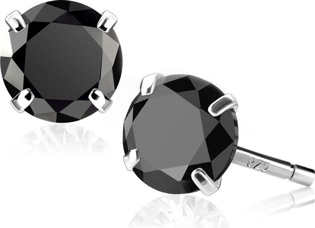 Ohrstecker 925 Sterling Silber Damen Ohrringe Zirkonia Kristall Geschenk silber-schwarz 7 mm