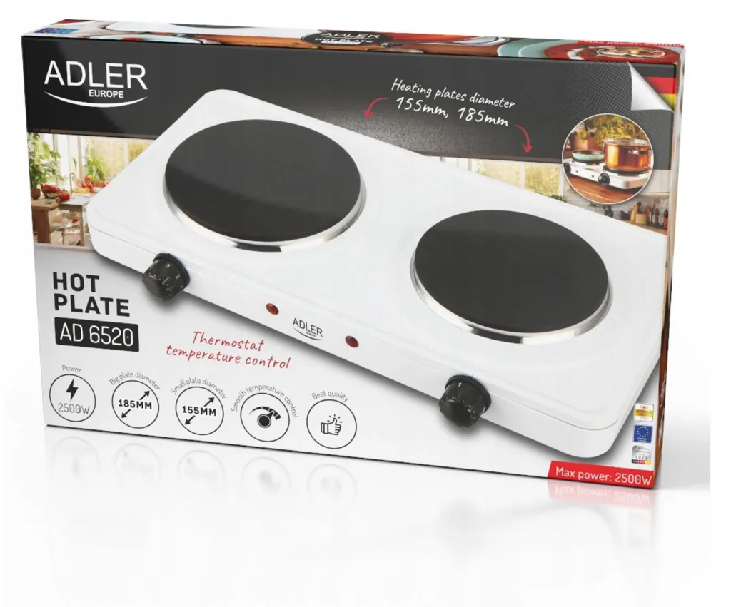 Réchaud électrique 2 feux Adler 2500W idéal camping studio et d'appoint - 10