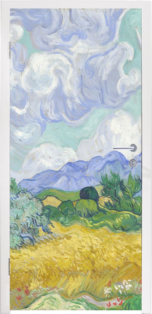 MuchoWow Türtapete Selbstklebende Türfolie Weizenfeld mit Zypressen - Vincent van Gogh 90x205 cm Türposter Türaufkleber Klebefolie Türklebef...