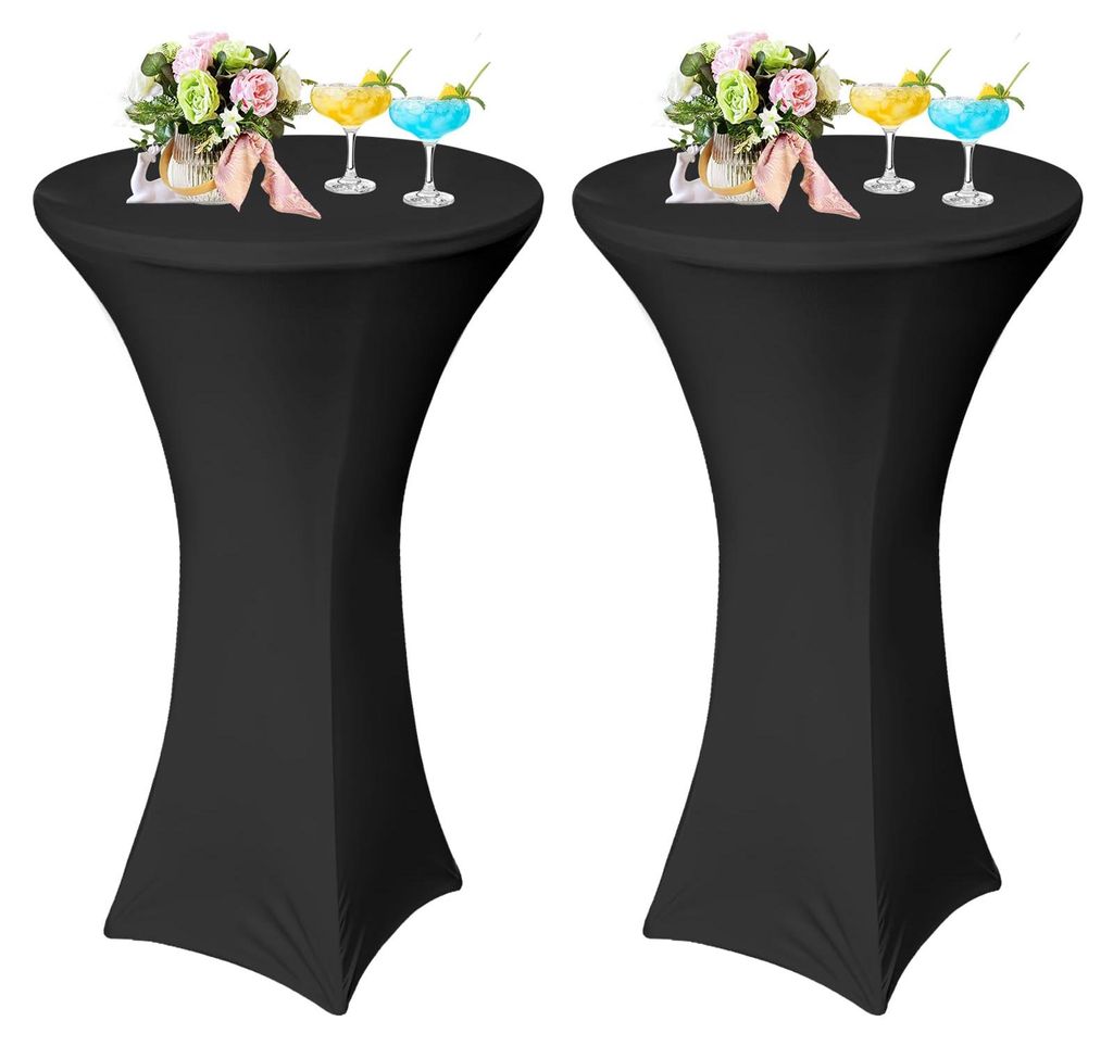 Set aus 2 elastischen Stehtischdecken, unten verstärkt, mit quadratischen Ecken, für Bars, Hochzeiten, Cocktailpartys, Bankette, dehnbar (80×110...