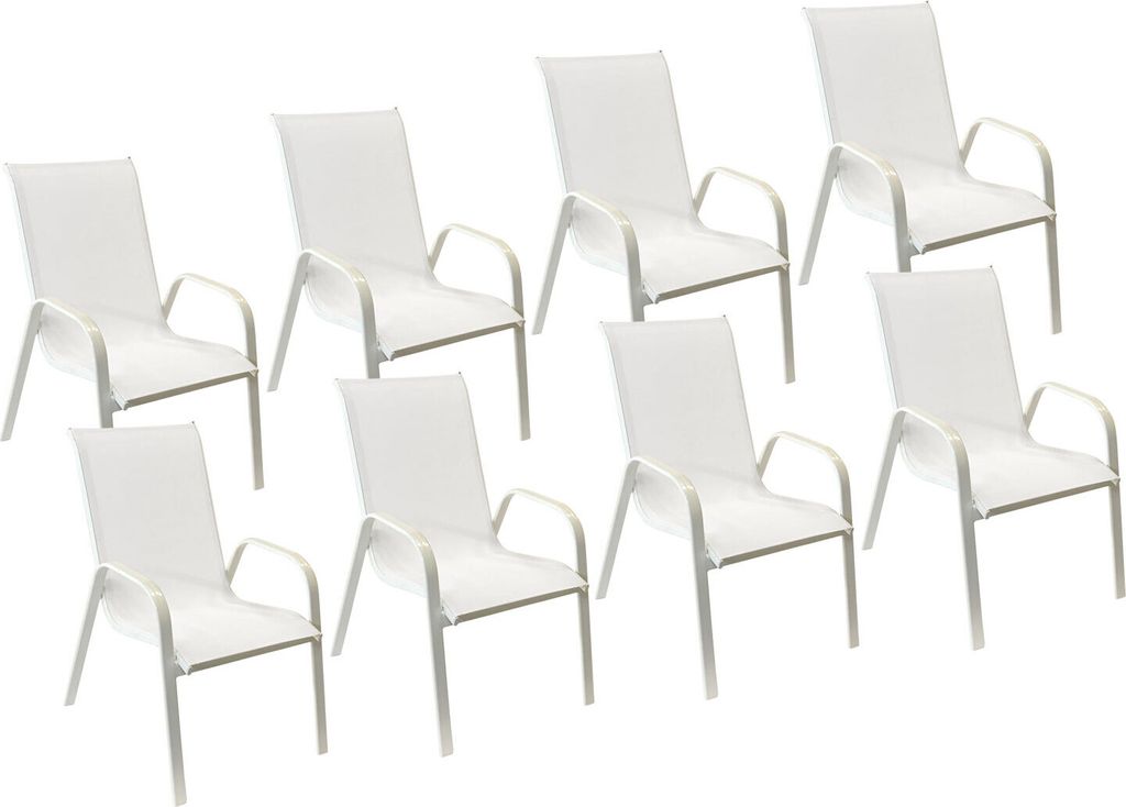 Lot de 8 chaises MARBELLA en textilène blanc - aluminium Image du produit 