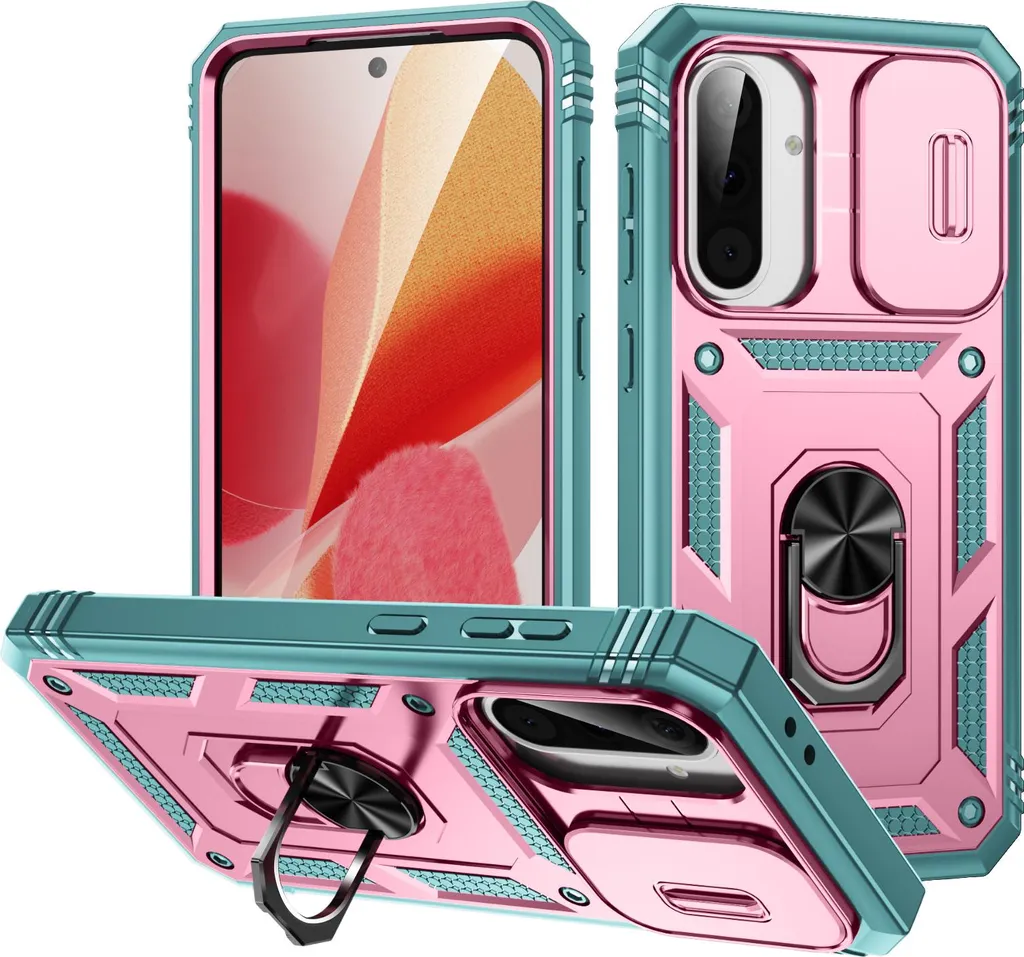 Custodia Samsung A36 Verde Rosa: Cover con Anello e Porta Carte