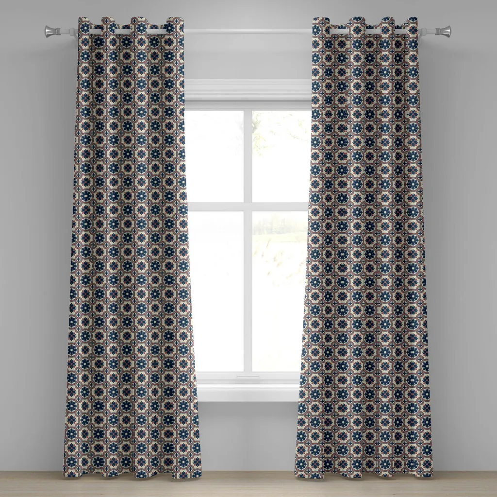 Rideau anti-regards motif abstrait 280x175 cm pour fenêtre standard