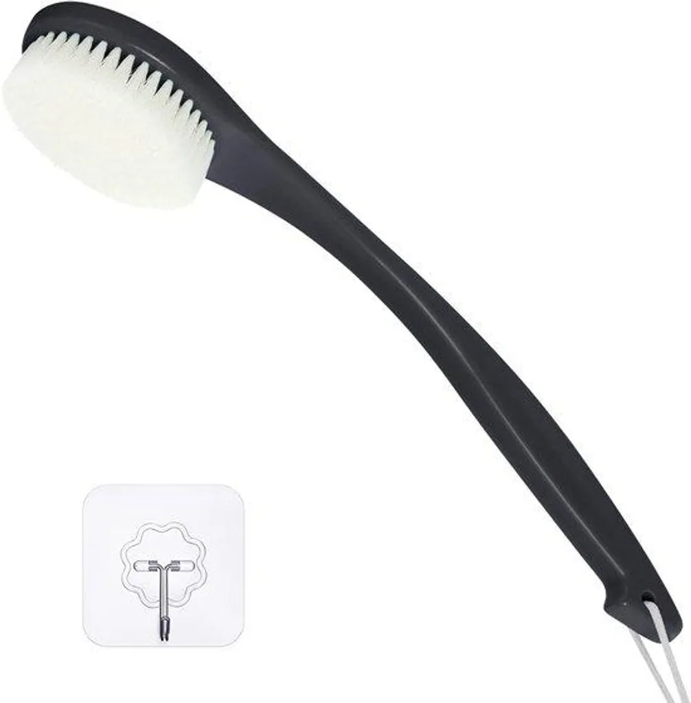 Peigne de douche ergonomique noir à long manche - Modèle Confort 45cm