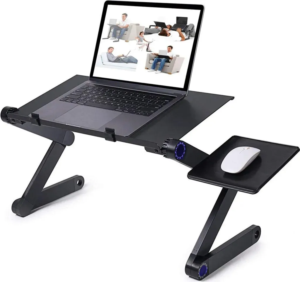Table d'ordinateur portable pour le lit pliable et orientable noire