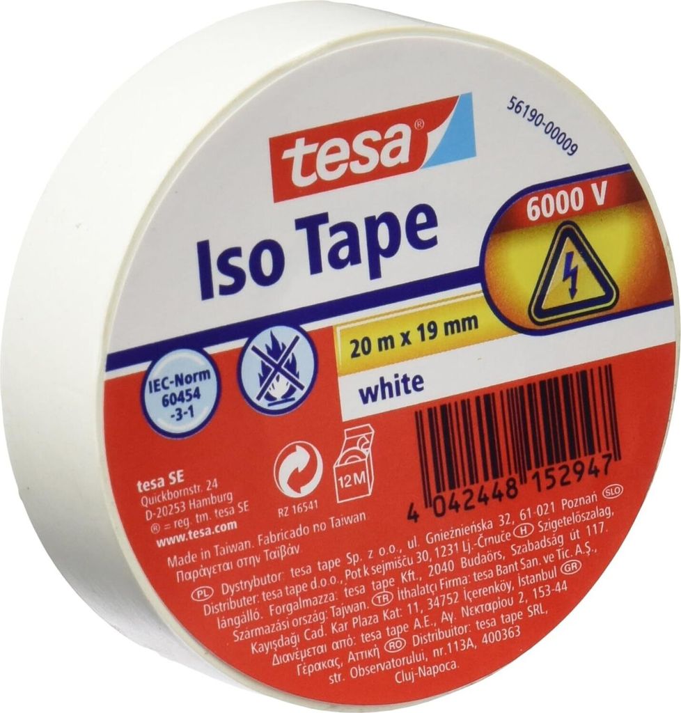 tesa Isolierband ISO TAPE 19 mm x 20 m weiß