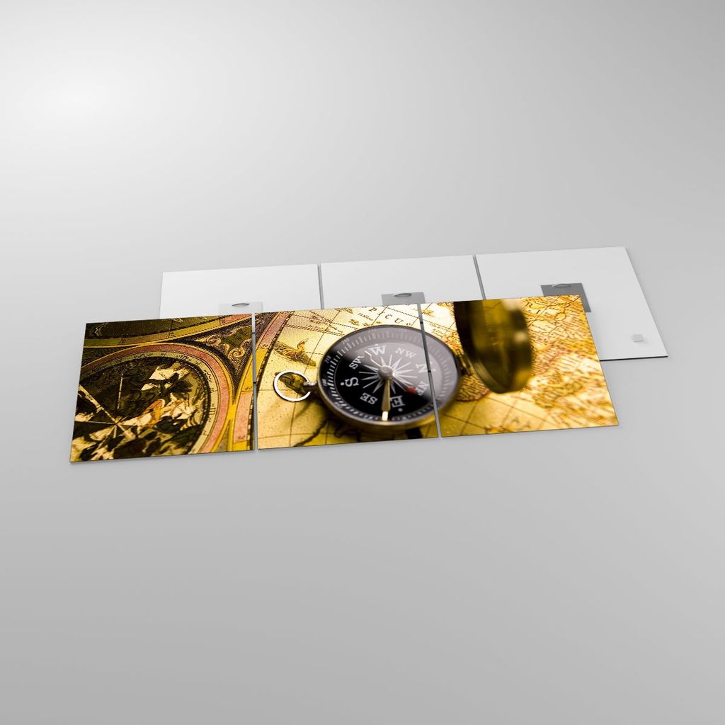 Bilder auf glas - Abstrakt kommunikation kompass erde - 90x30cm - Glasbilder - Wandbilder - Kunstdruck - Wanddekoration aus Glas - Glas Bilder - Wa...