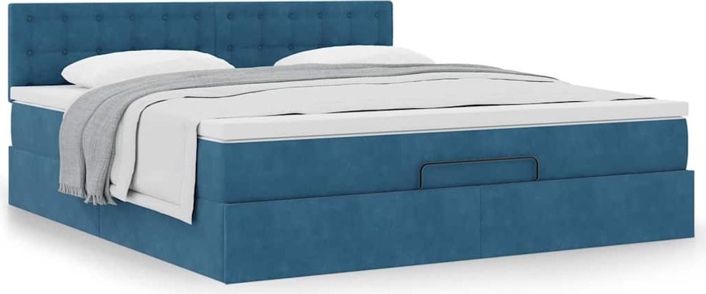 2025 Moderne Bettrahmen inkl. Lattenrost - Ottoman-Bett mit Matratze Dunkelblau 180x200 cm Samt - Klassische Betten,Design 1325107 5parcel