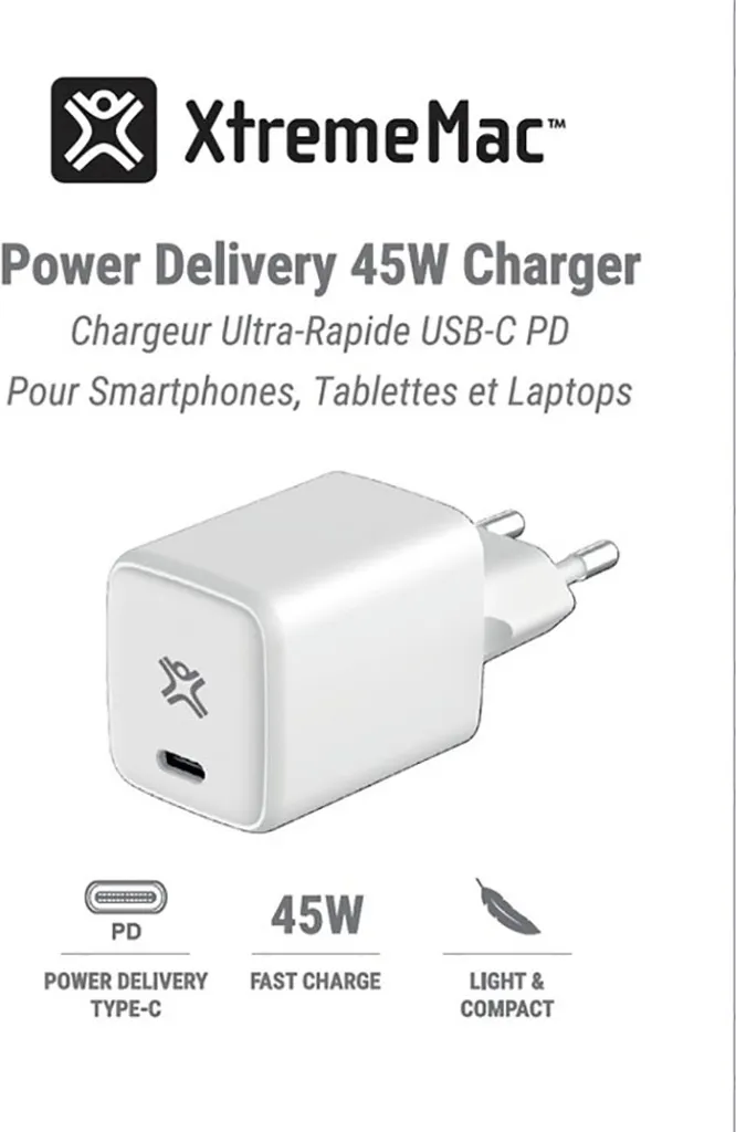 Chargeur Mural 45W USB-C PD Xtrememac : Recharge Rapide et Sécurisée - 4