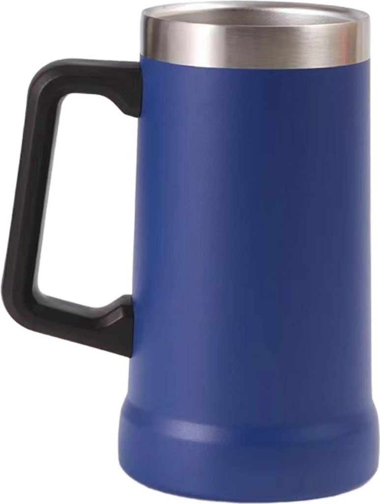 700 ml Bierkrug, doppelwandige Isolierung, Edelstahl-Kaffeebecher, Thermobecher für heiße und kalte Getränke, großer Griff, bruchsicherer Abent...