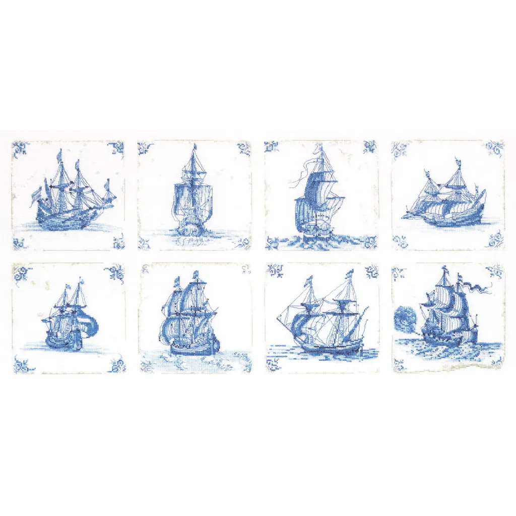 Kit broderie point de croix déco Carreaux de Delft Thea Gouverneur 60x30