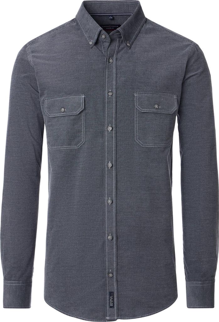 CASAMODA Hemdjacke Langarm Button-Down Casual Cord Silbergrau 4XL