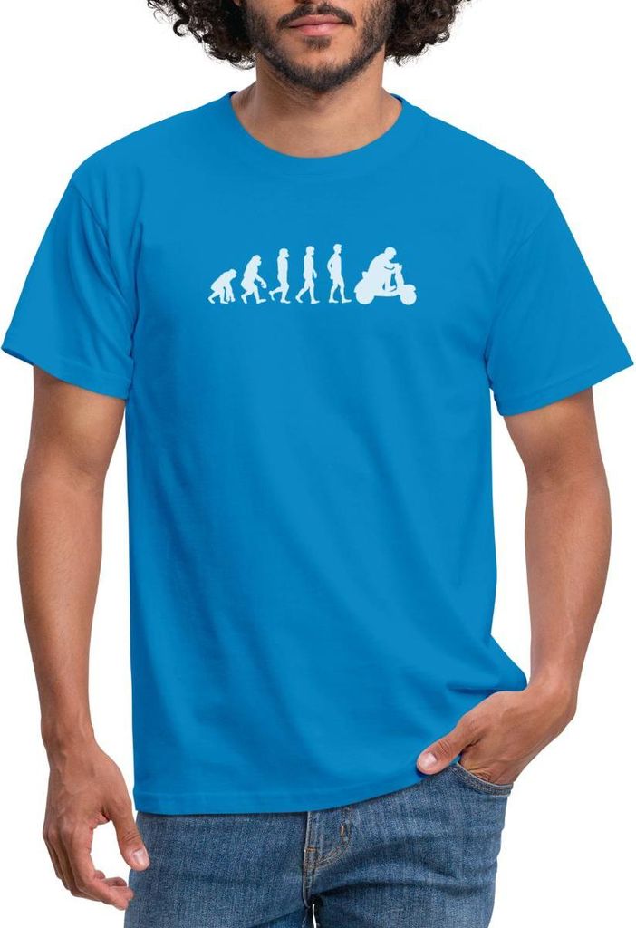 Spreadshirt Evolution Rollerfahrer Moped Motorroller Männer T-Shirt, XL, Royalblau