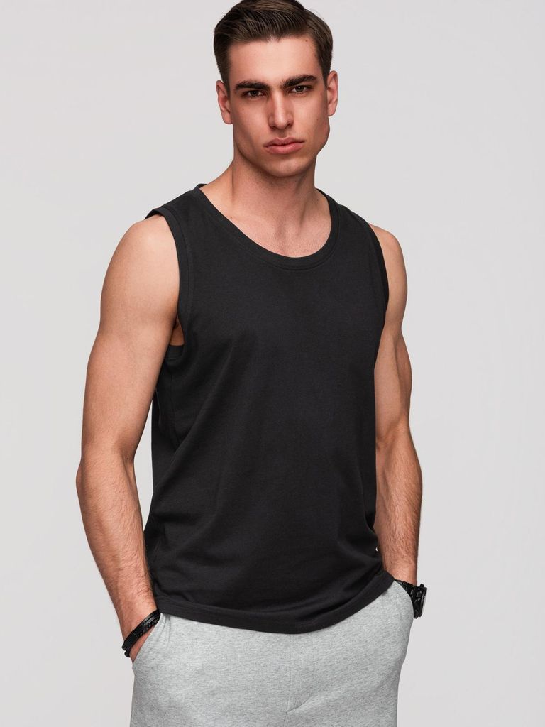 OMBRE Tank Top Regular Fit Sportlich OM-TSBT-0272 black M