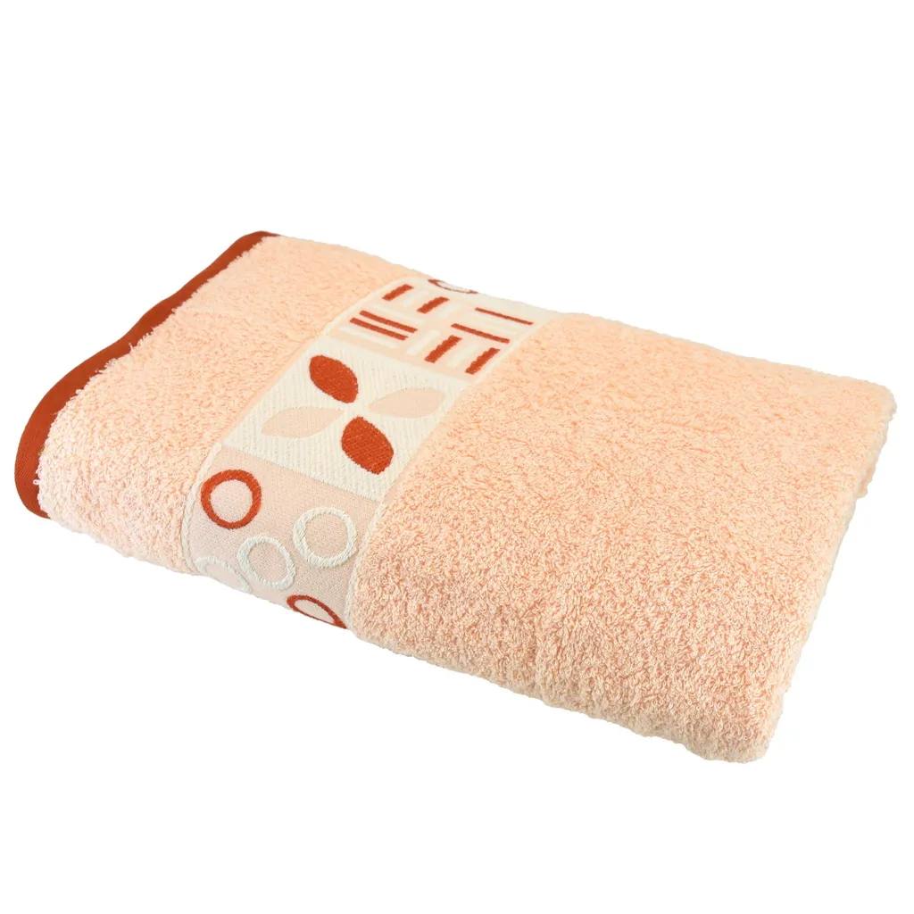 Telo Doccia ORNAMENT 70x140 cm | Colore Salmone in Spugna Cotone