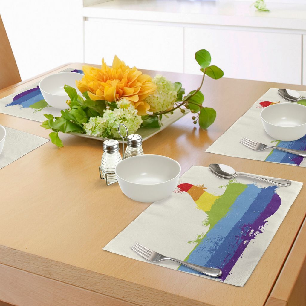 ABAKUHAUS Stolz Platzmatten, Grungy Regenbogen mit Daumen herauf Kunst-Illustrations-Approbations-Annahme-Gesten-Druck, Tiscjdeco aus Farbfesten St...