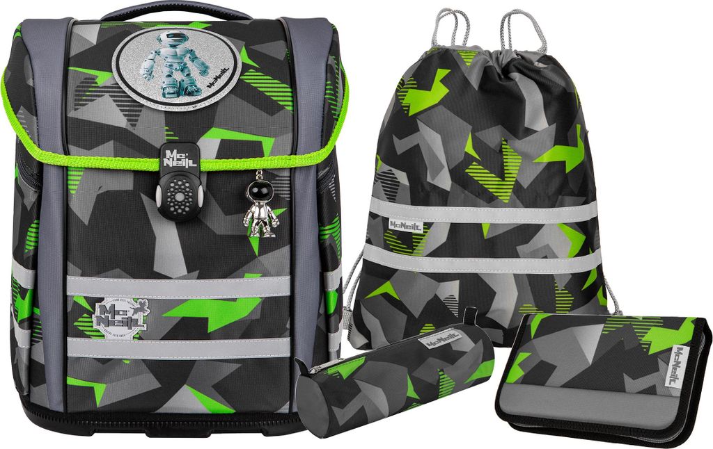 MCNeill Schulranzen-Set PERFECTO, TECHNO 5-teilig, ab 1. Klasse