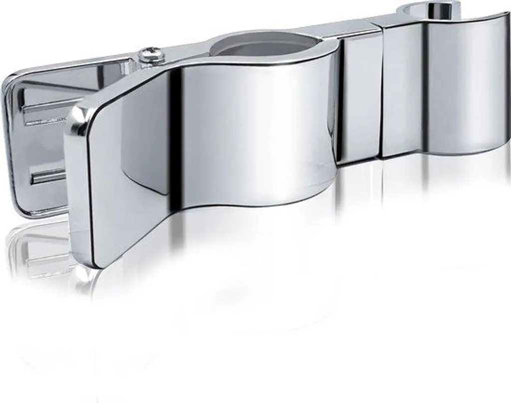 Support douchette pivotant en métal argenté pour barre de 20-29 mm