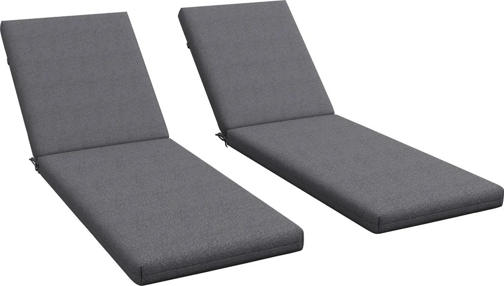 Outsunny Lot de 2 Matelas Gris pour Bain de Soleil 190x58 cm avec Attaches