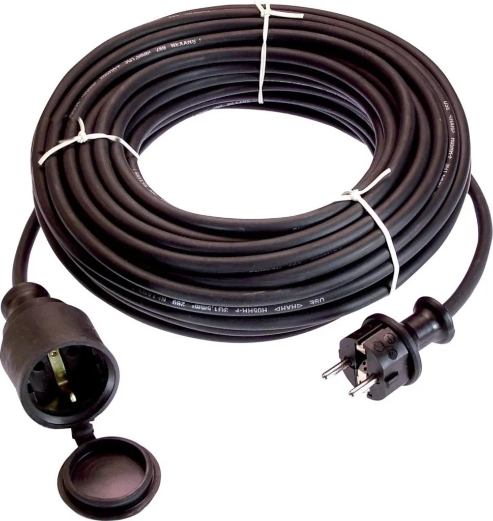Rallonge 25m as-Schwabe noire robuste H05VV-F pour branchement intérieur