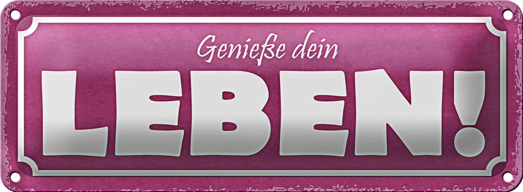 Blechschild Spruch 27x10cm genieße dein Leben Dekoration
