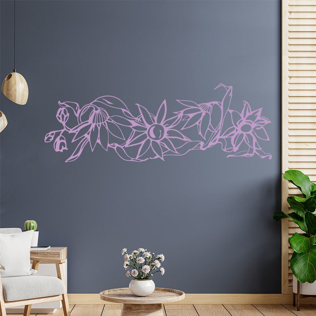Blumen - Ranken Wandtattoo in 6 Größen - Wandaufkleber Wall Sticker - Dekoration, Küche, Wohnzimmer, Schlafzimmer, Badezimmer