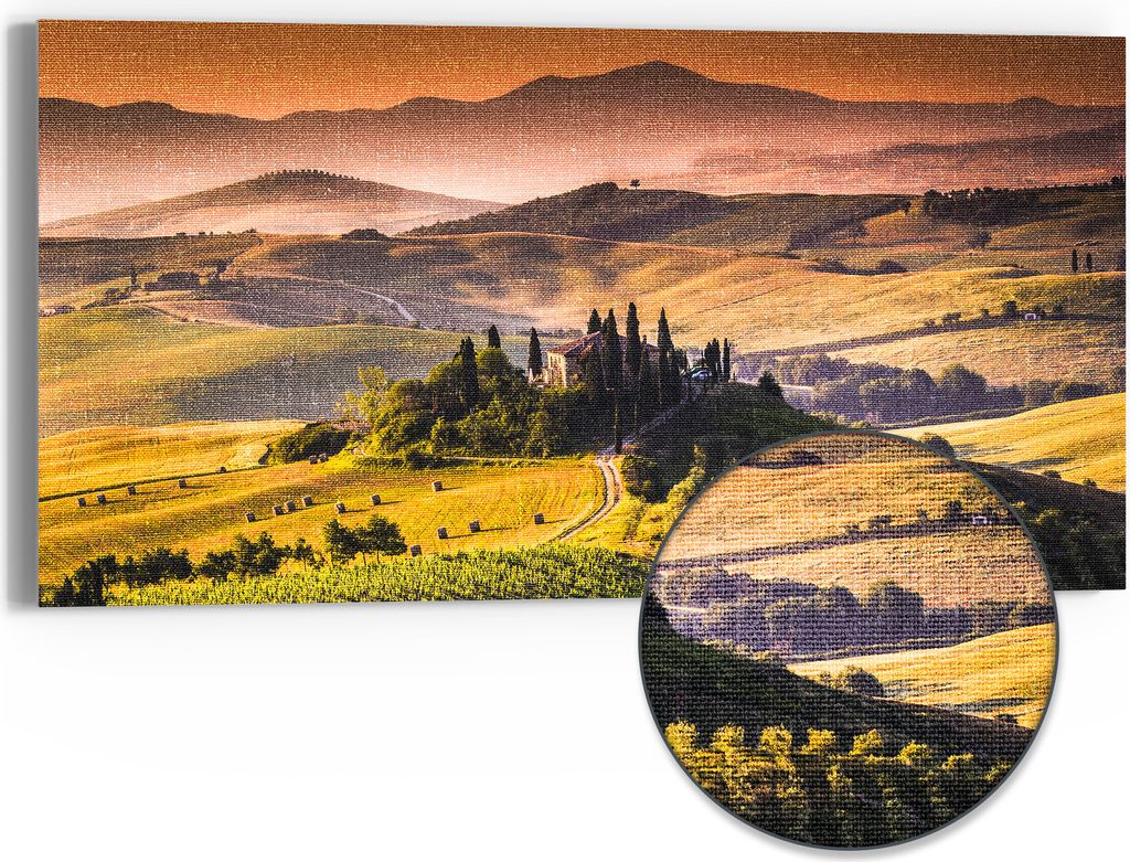 DEQORI Hybrid Leinwand Bild 60x30 cm 'Toskana Panorama' Produktbild 