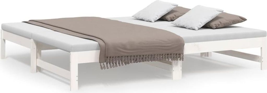 vidaXL Rozkládací postel bílá 2x(90x190) cm Masivní Obrázek produktu 