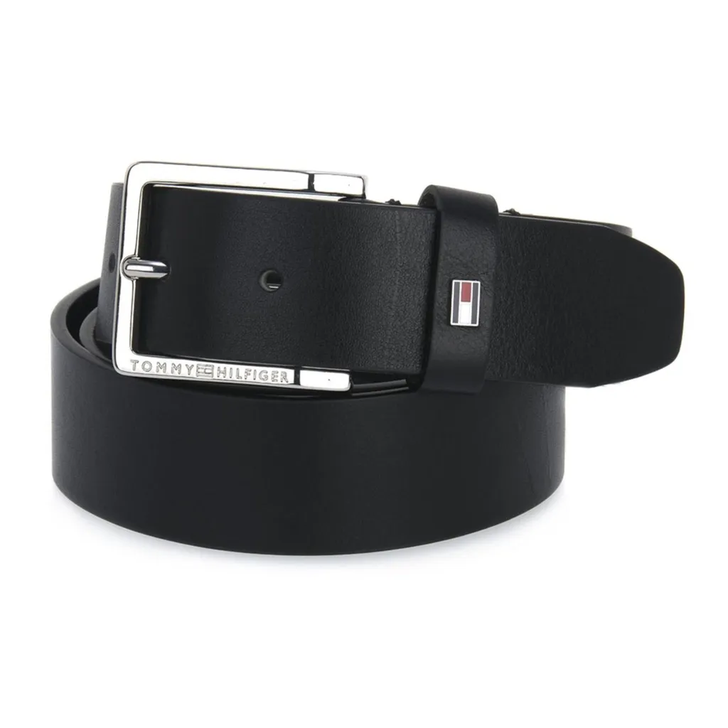 Ceinture Tommy Hilfiger AM11461BDS cuir noir avec boucle métallisée