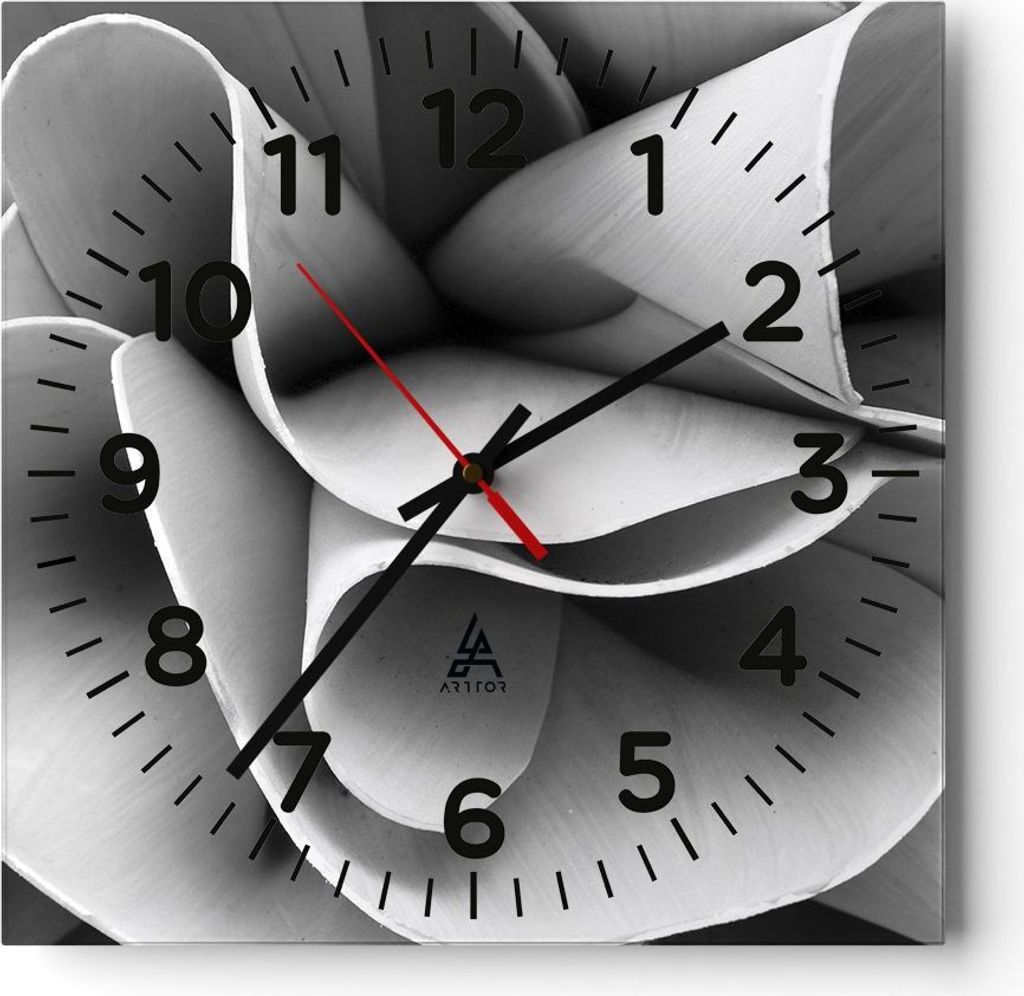 Wanduhr - Quadrat - Glasuhr - Material Ornament Stück - 30x30cm - Schleichendes Uhrwerk - Lautlos - zum Aufhängen bereit - Dekoration Modern - Wa...