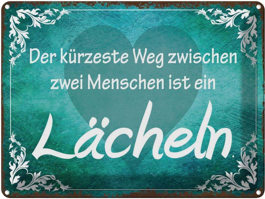vianmo Blechschild 30x40 cm der kürzeste Weg ist Lächeln Spruch Zitat