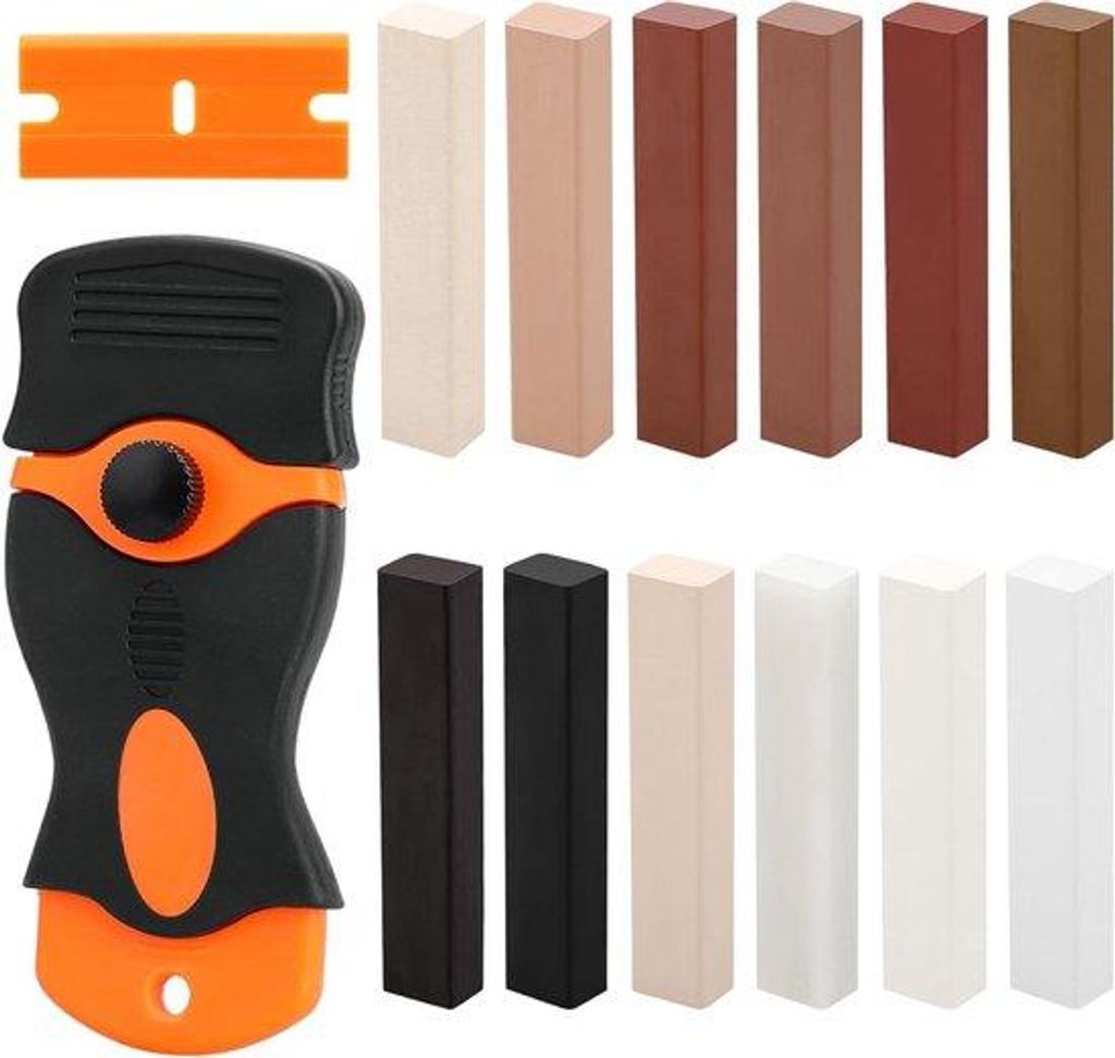 Allecto Premium - Hard Wax Repair Kit voor Laminaat en Meubelreparatie - 12 Stuks - PVC Vinyl - Hout - Tegels - Kras- en Schadeherstel - Vulmiddel ...