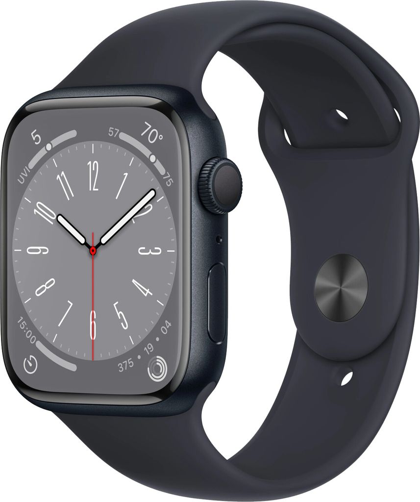 Apple Watch 8 GPS 45mm Alu Midnight/Midnight Sport Band Produktbild 
