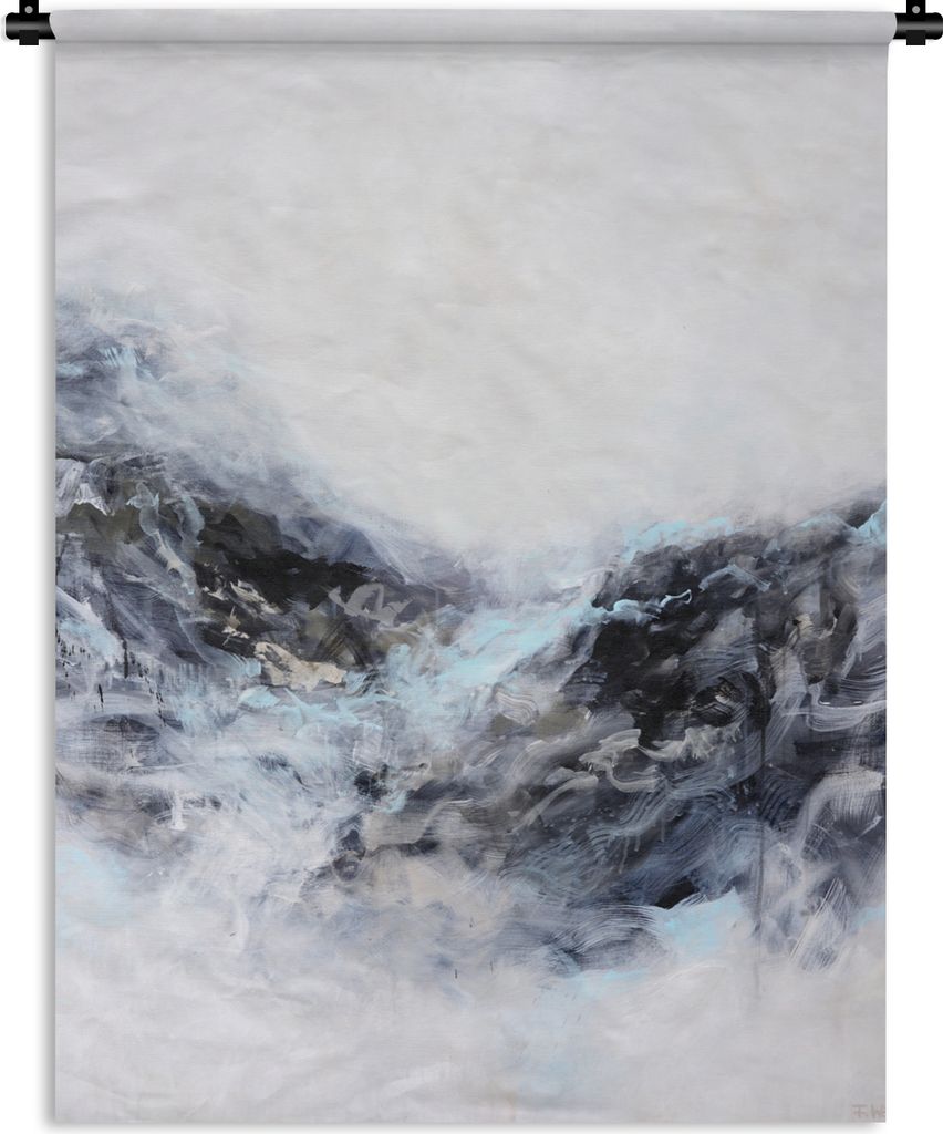 MuchoWow Wandteppich Wandbehang Schwarz - Weiß - Farbe - Abstrakt 150x200 cm Tapisserie Dekoration Wandtuch - Wandaufhängung - Moderner