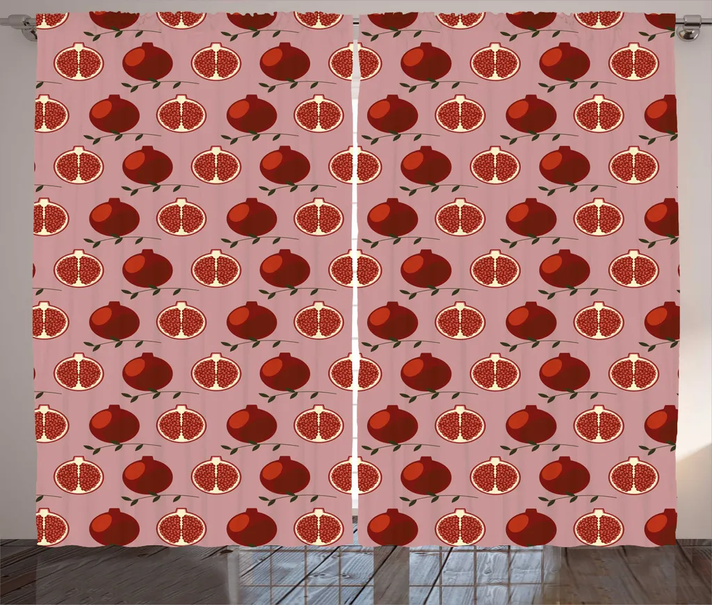 Rideau Grande Largeur Motif Fruits Juteux en Tissu Robuste 280cm