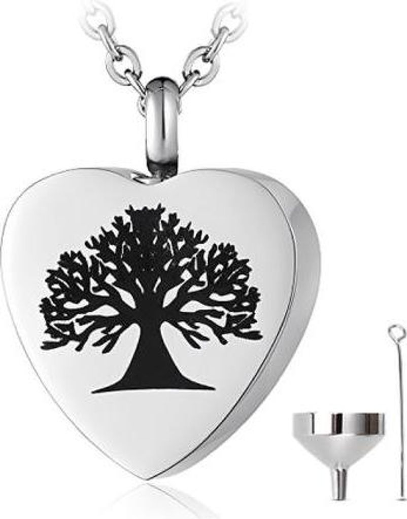 Luxe Ascheanhänger mit Kette für Asche, Haare oder Parfum - Gedenkschmuck inkl. Asfüllhilfe und Aufbewahrungstasche